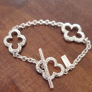 Thistle & Bee Sterling Silver Quatrefoil Toggle Bracelet 7.5"
